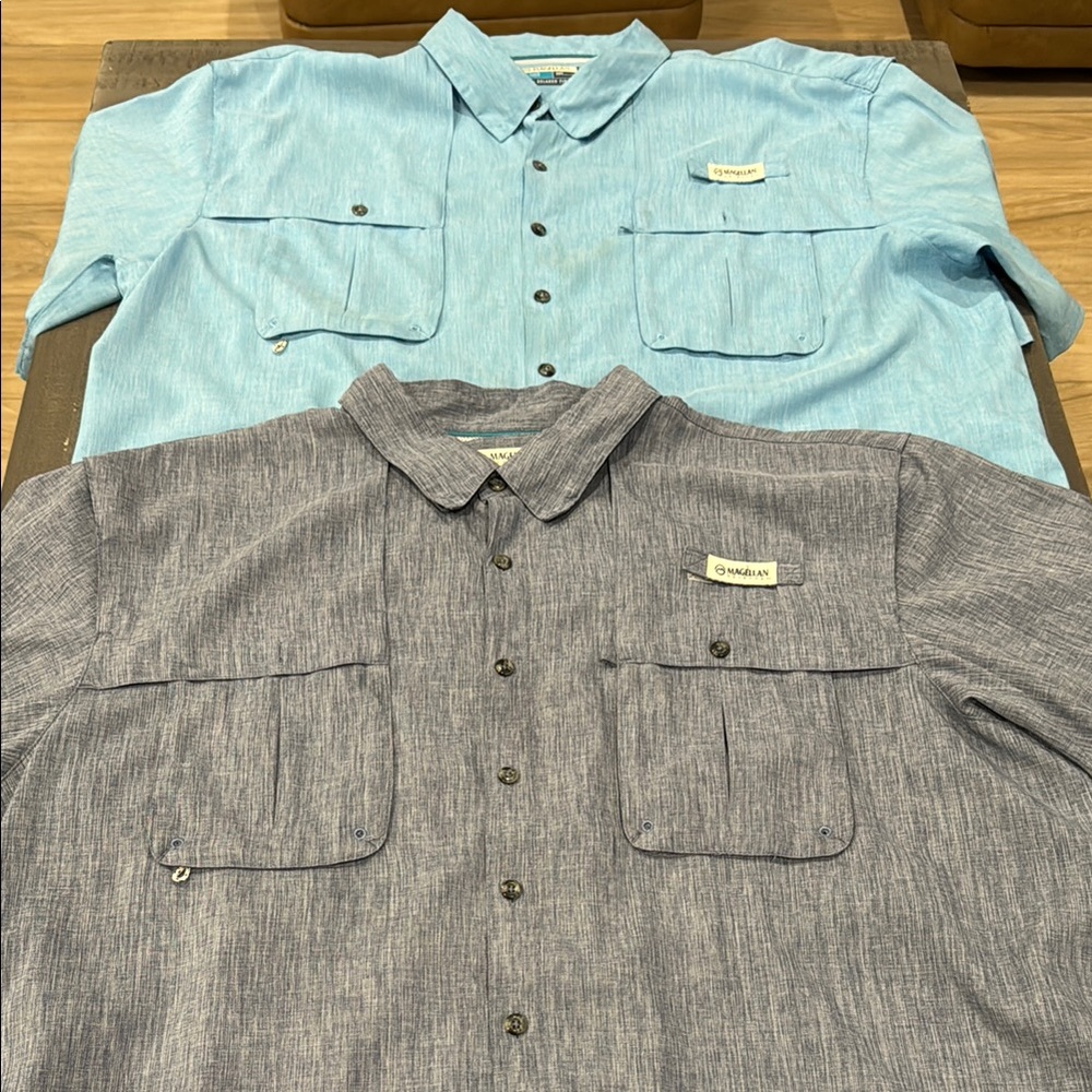 Magellan Outdoor Blue and Light Blue Men's Shirts